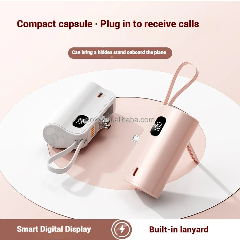 Portable Charger with Built-in Cables Digital Display