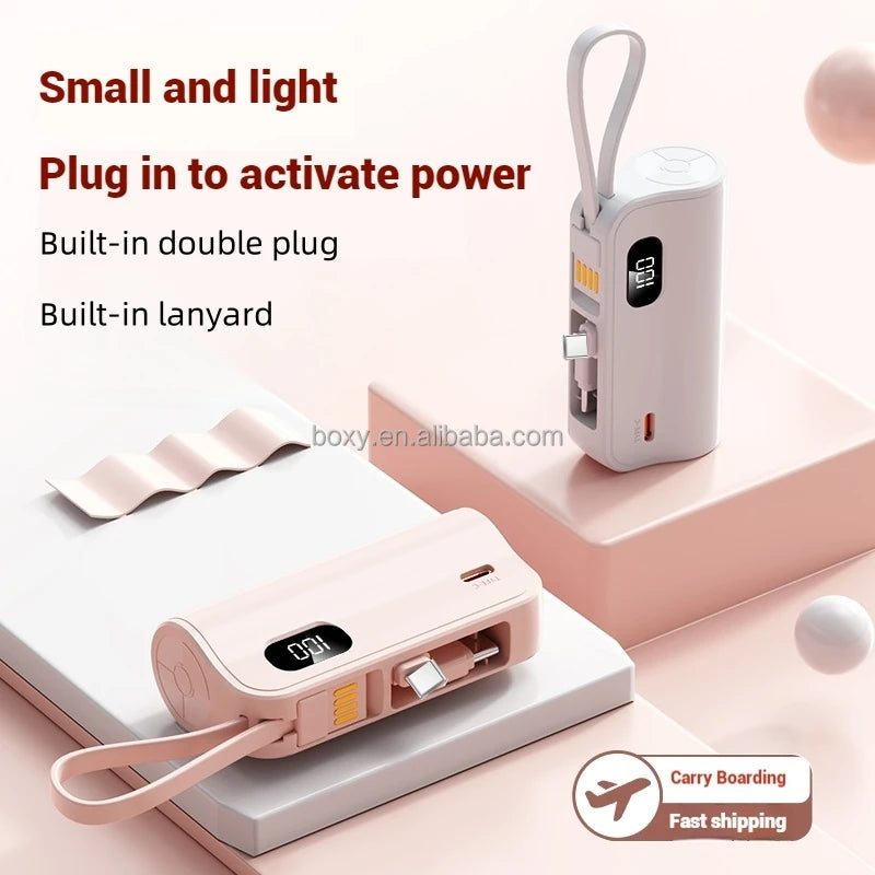 Portable Charger with Built-in Cables Digital Display
