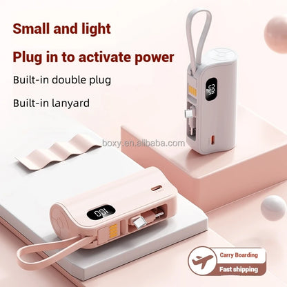 Portable Charger with Built-in Cables Digital Display