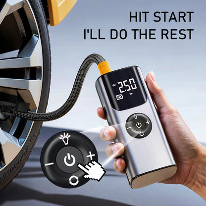 Mini Compresseur d’Air Portable TurboPump™ – 150 PSI 12V & Lampe LED de Secours